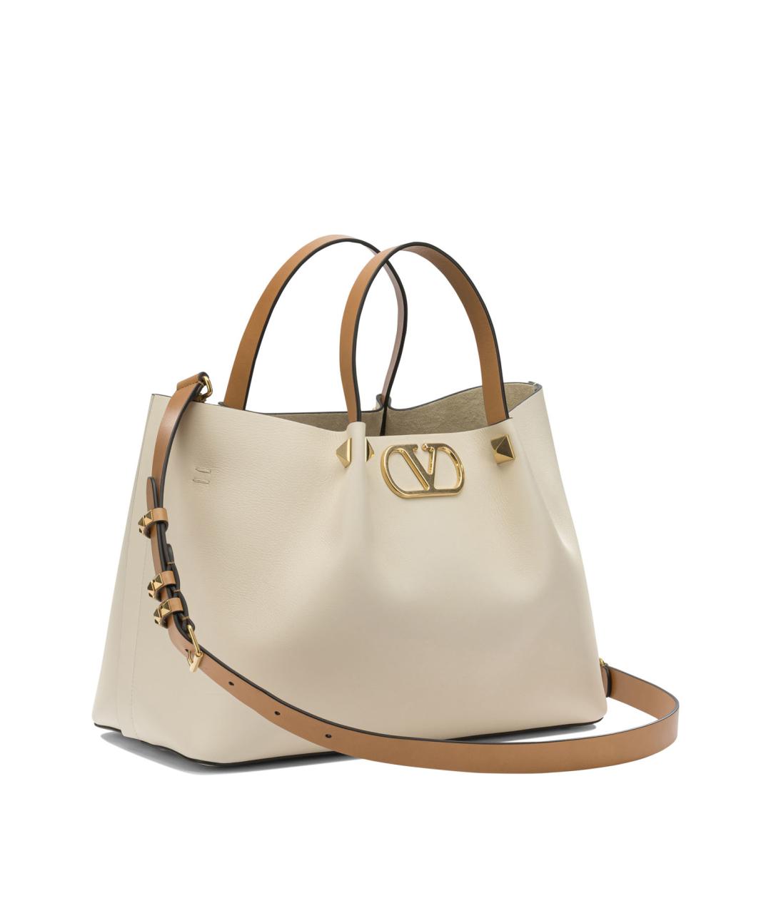 VALENTINO Белая кожаная сумка тоут, фото 2