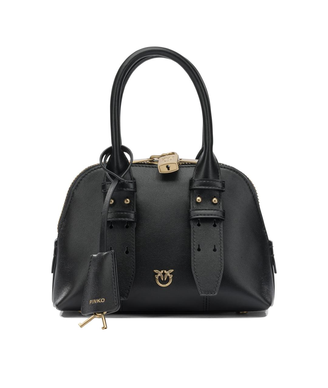 PINKO Черная кожаная сумка через плечо, фото 1