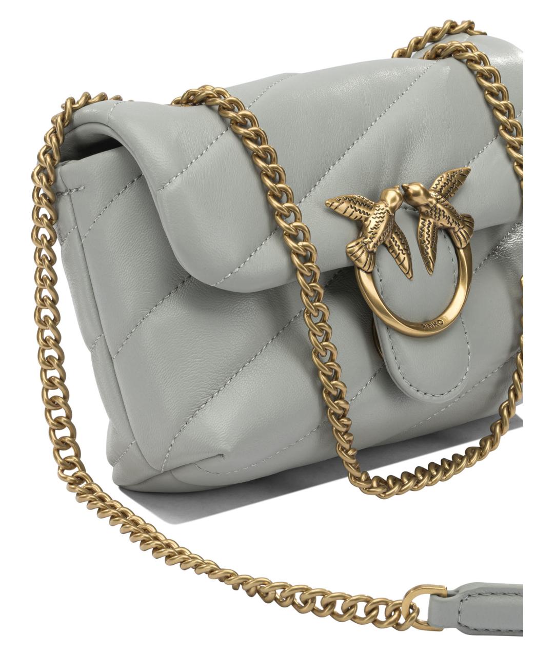 PINKO Серая кожаная сумка через плечо, фото 4