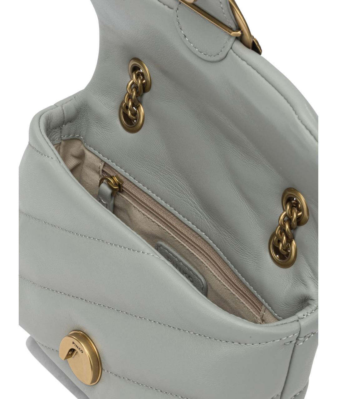 PINKO Серая кожаная сумка через плечо, фото 5