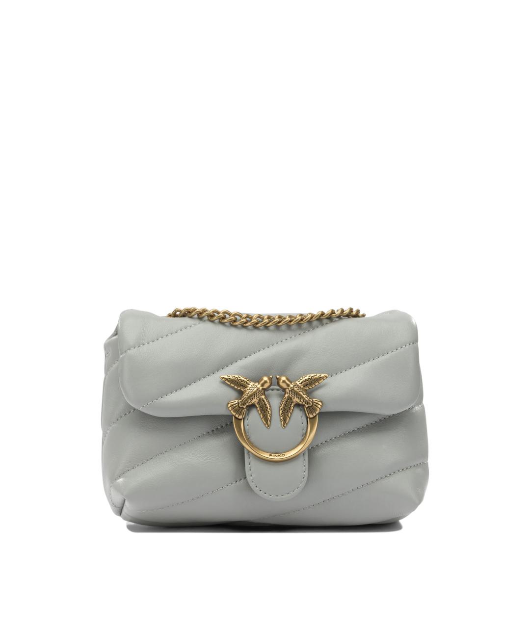 PINKO Серая кожаная сумка через плечо, фото 1
