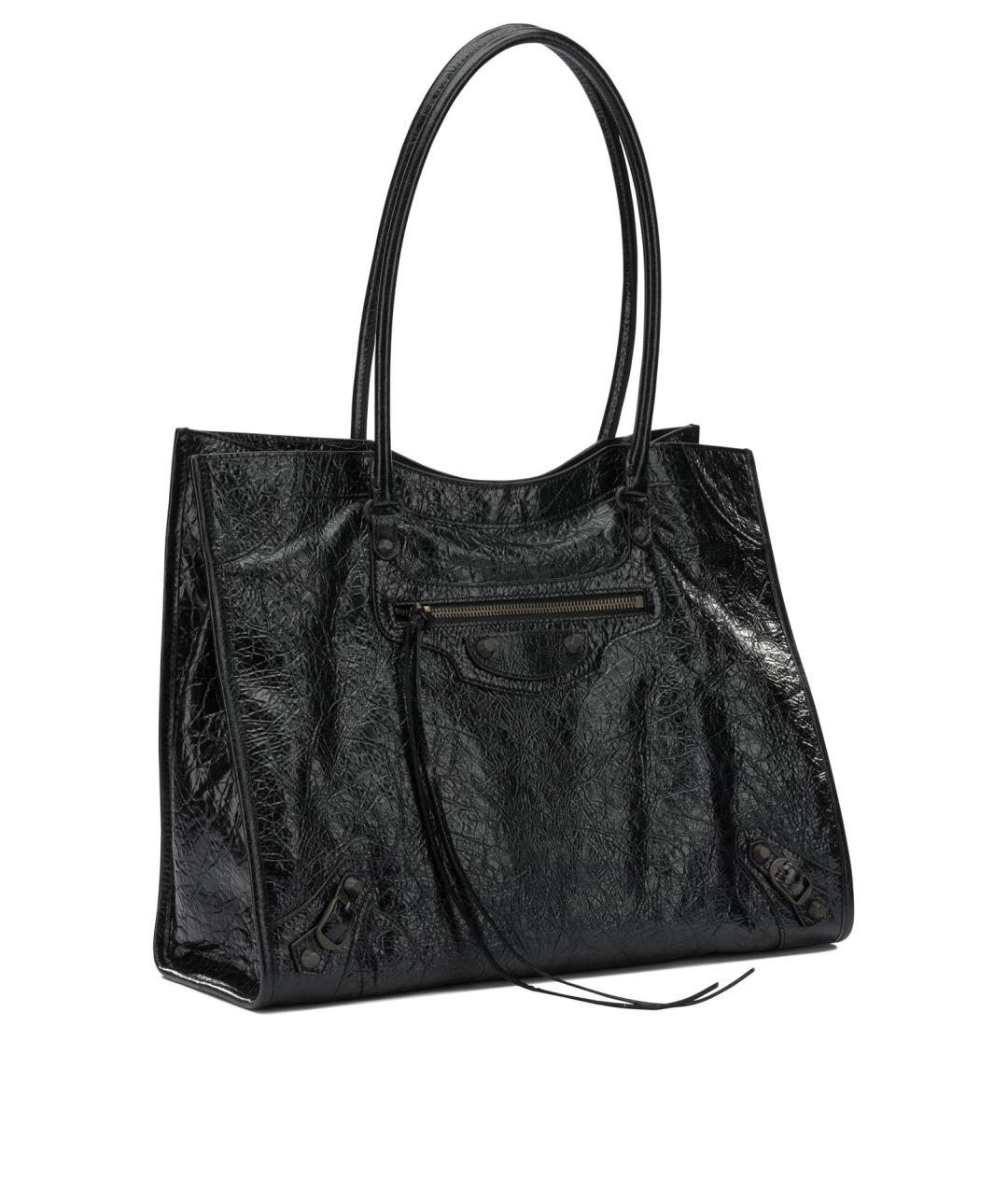 BALENCIAGA Черная кожаная сумка через плечо, фото 2