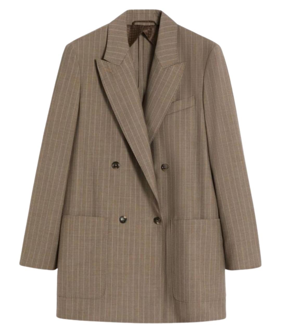 MAX MARA Коричневый шерстяной жакет/пиджак, фото 1