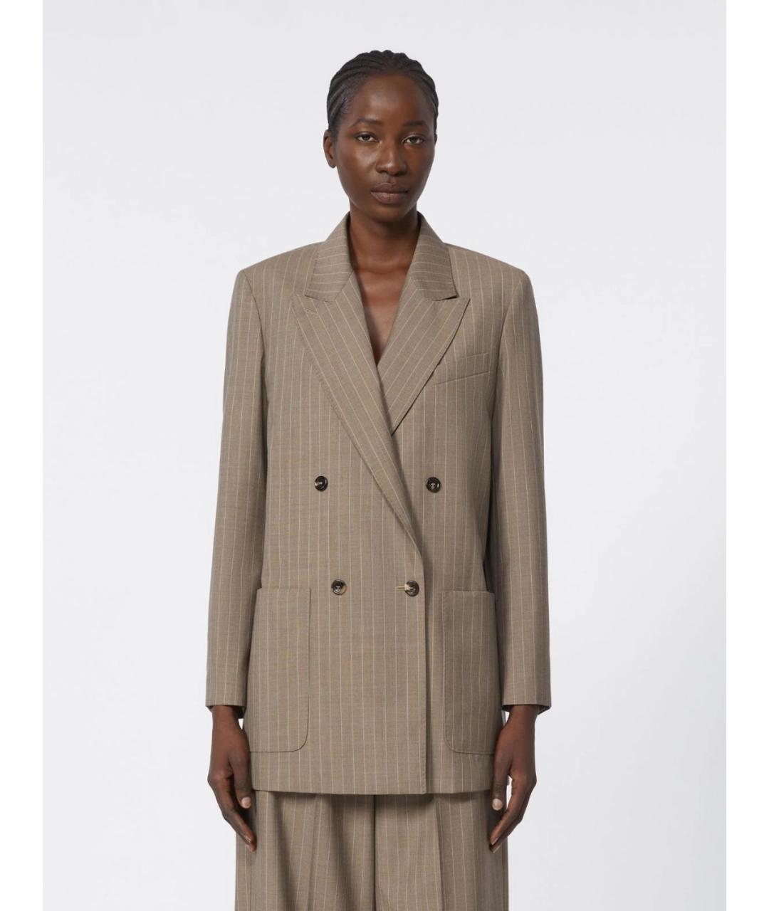 MAX MARA Коричневый шерстяной жакет/пиджак, фото 3