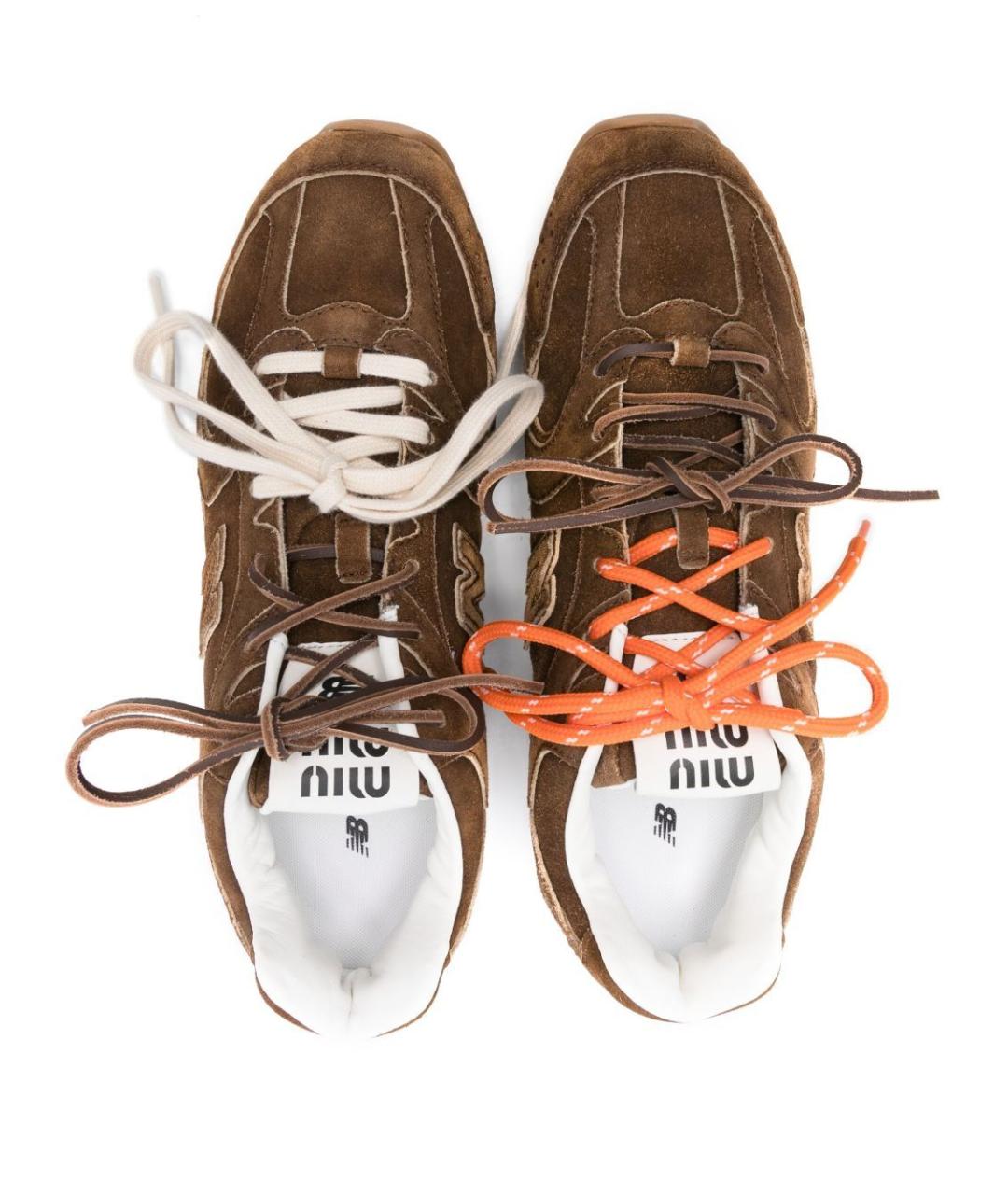 MIU MIU Коричневые замшевые кроссовки, фото 4