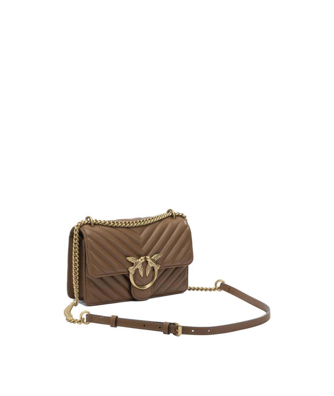 PINKO Коричневая кожаная сумка через плечо, фото 2