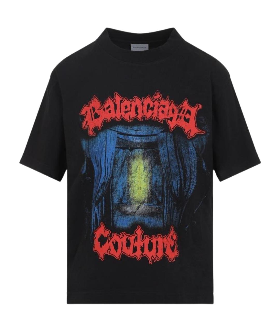 BALENCIAGA Черная хлопковая футболка, фото 1