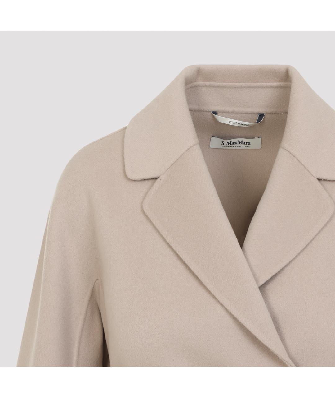 'S MAX MARA Бежевое шерстяное пальто, фото 5