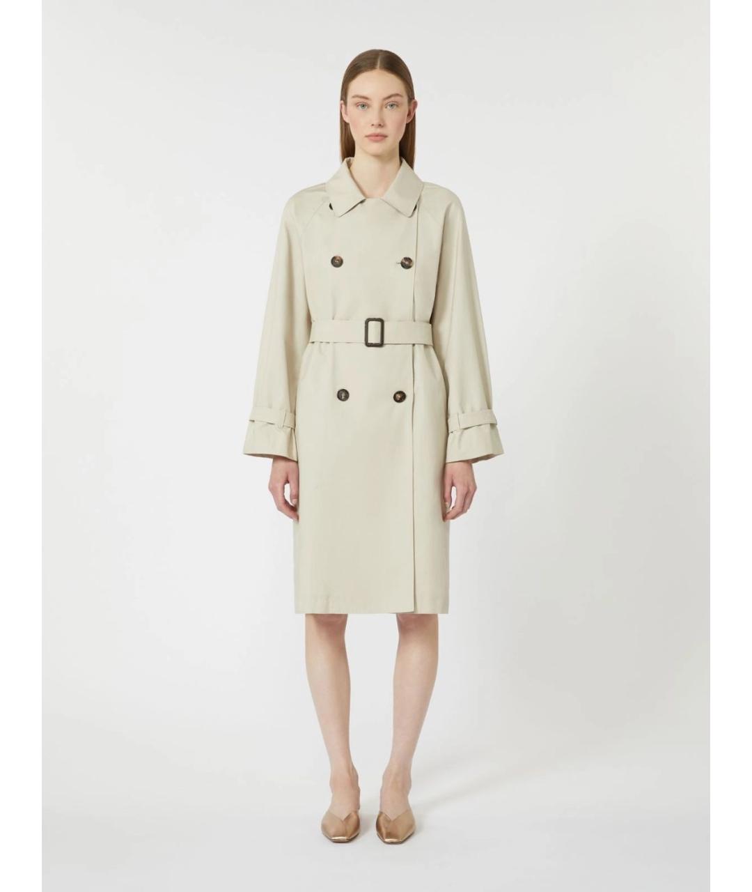 MAX MARA Бежевый хлопковый тренч/плащ, фото 3