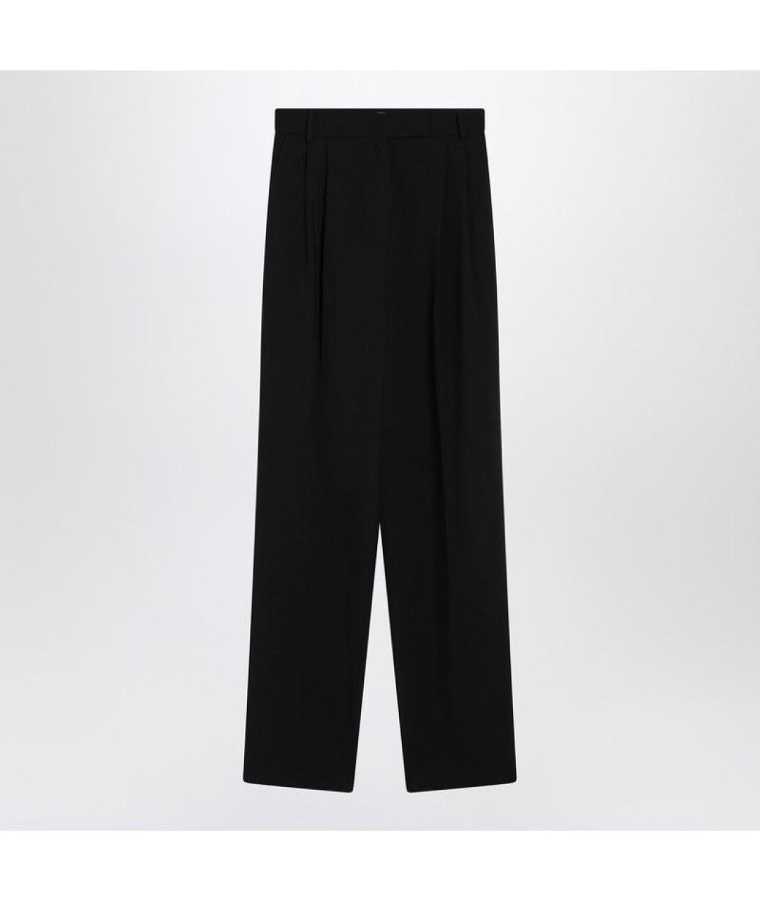 THE FRANKIE SHOP Черные полиэстеровые прямые брюки, фото 3