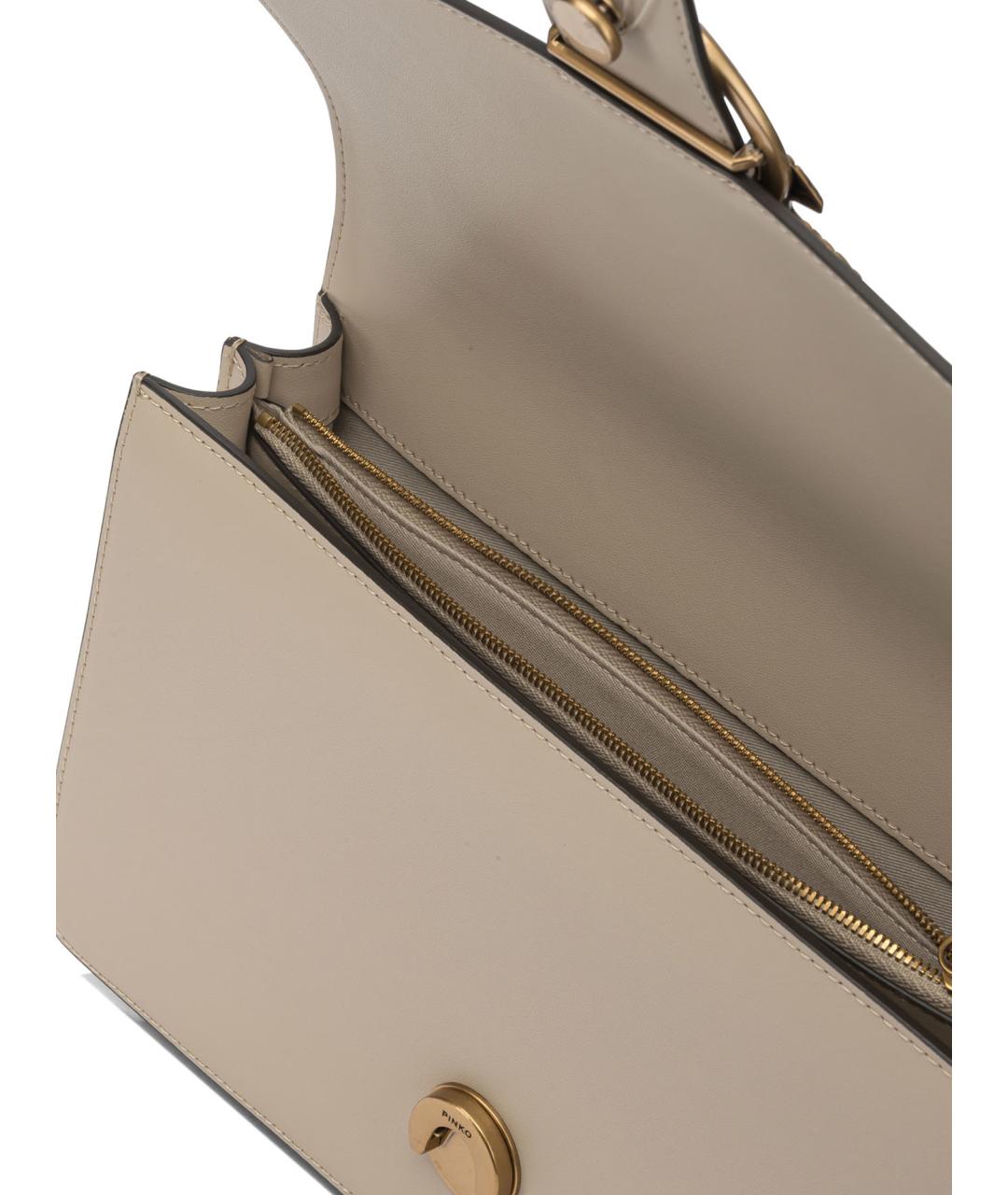 PINKO Бежевая кожаная сумка через плечо, фото 5