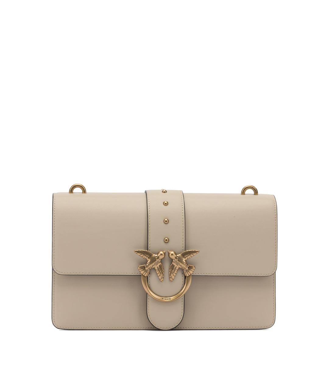 PINKO Бежевая кожаная сумка через плечо, фото 1