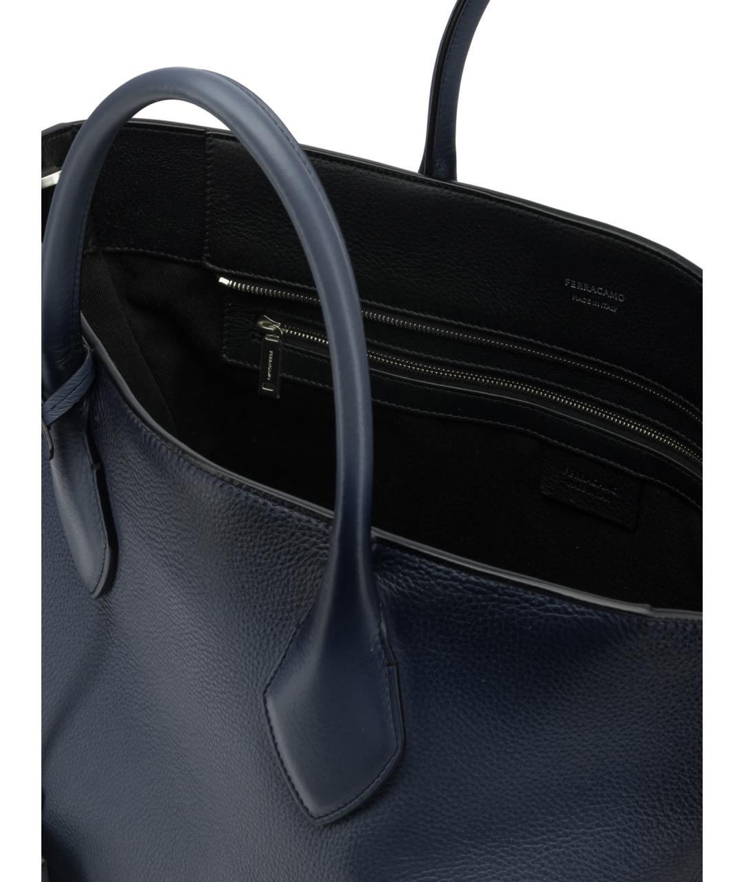 FERRAGAMO Синяя кожаная сумка тоут, фото 5