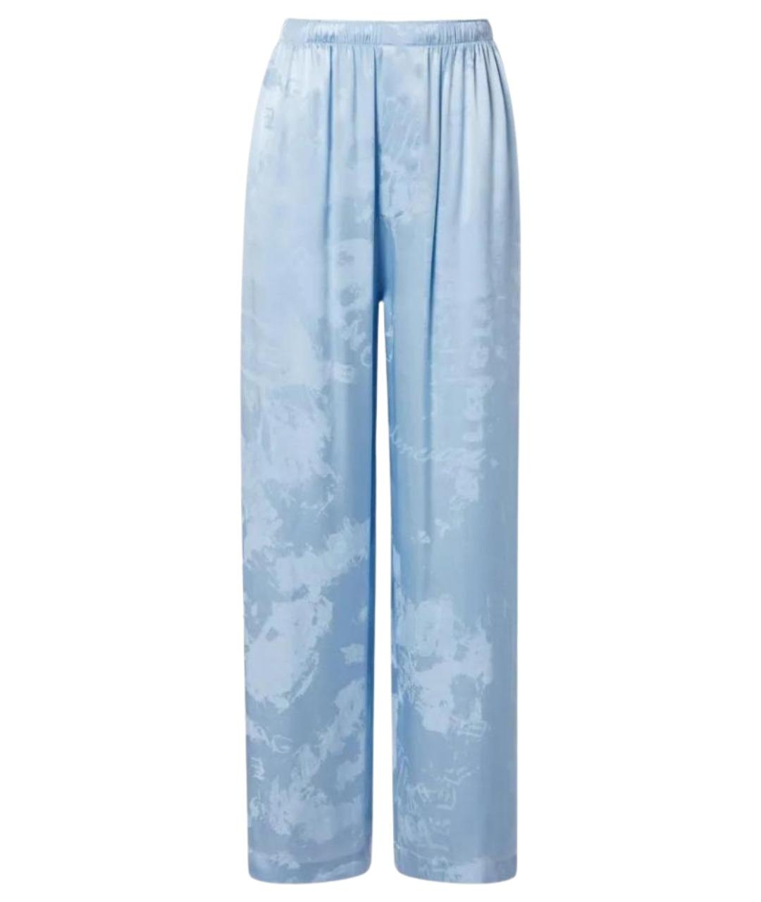 BALENCIAGA Голубые шелковые прямые брюки, фото 1