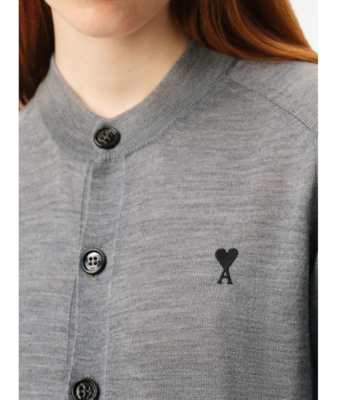 Ami Paris Серый шерстяной кардиган, фото 3