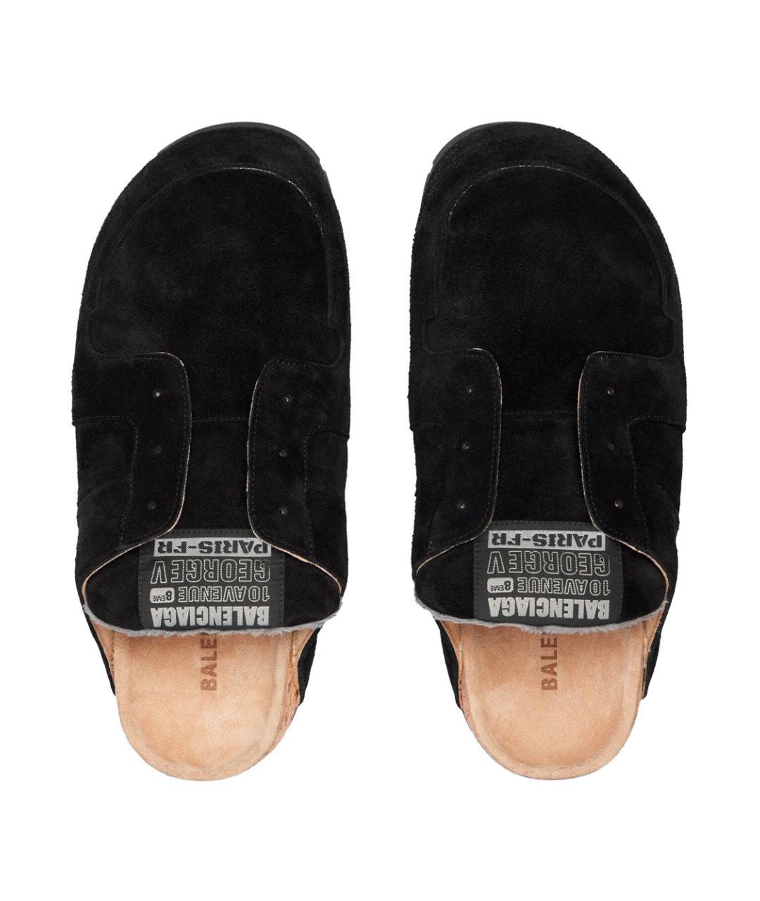BALENCIAGA Черные замшевые шлепанцы, фото 3