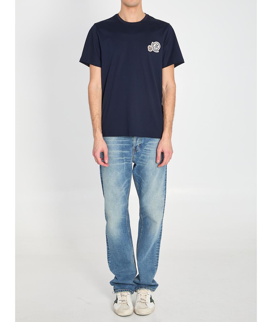 MONCLER Синяя хлопковая футболка, фото 6