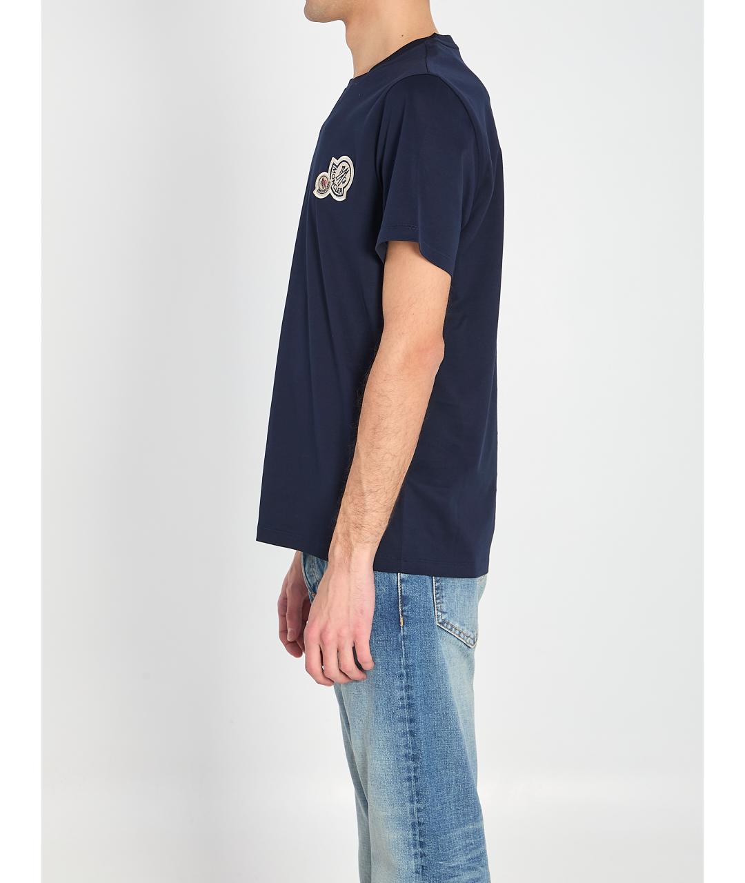 MONCLER Синяя хлопковая футболка, фото 4