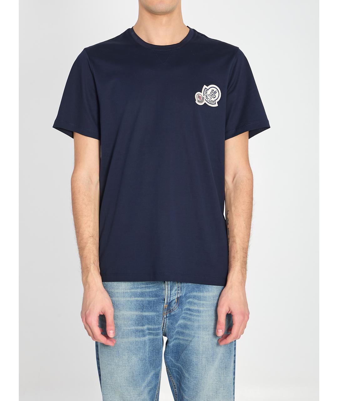 MONCLER Синяя хлопковая футболка, фото 2