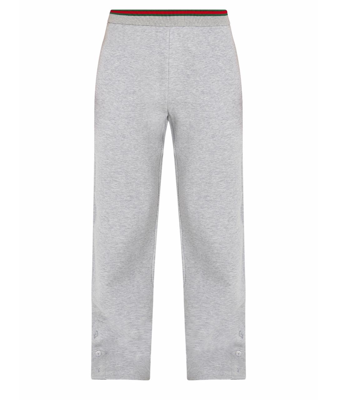 GUCCI Серые хлопковые прямые брюки, фото 1