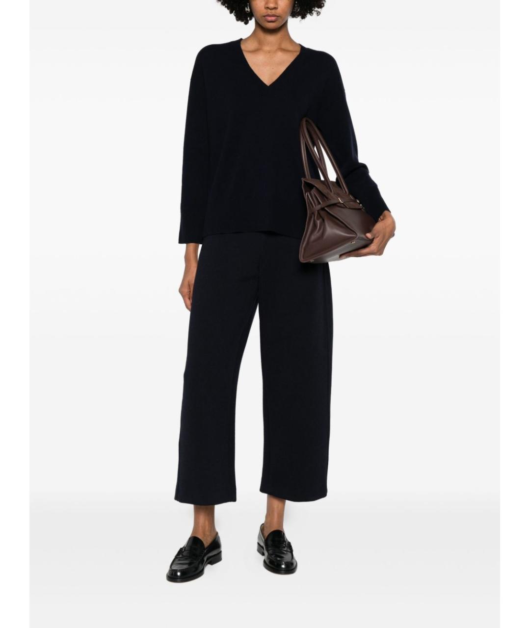 MAX MARA Темно-синие шерстяные прямые брюки, фото 2