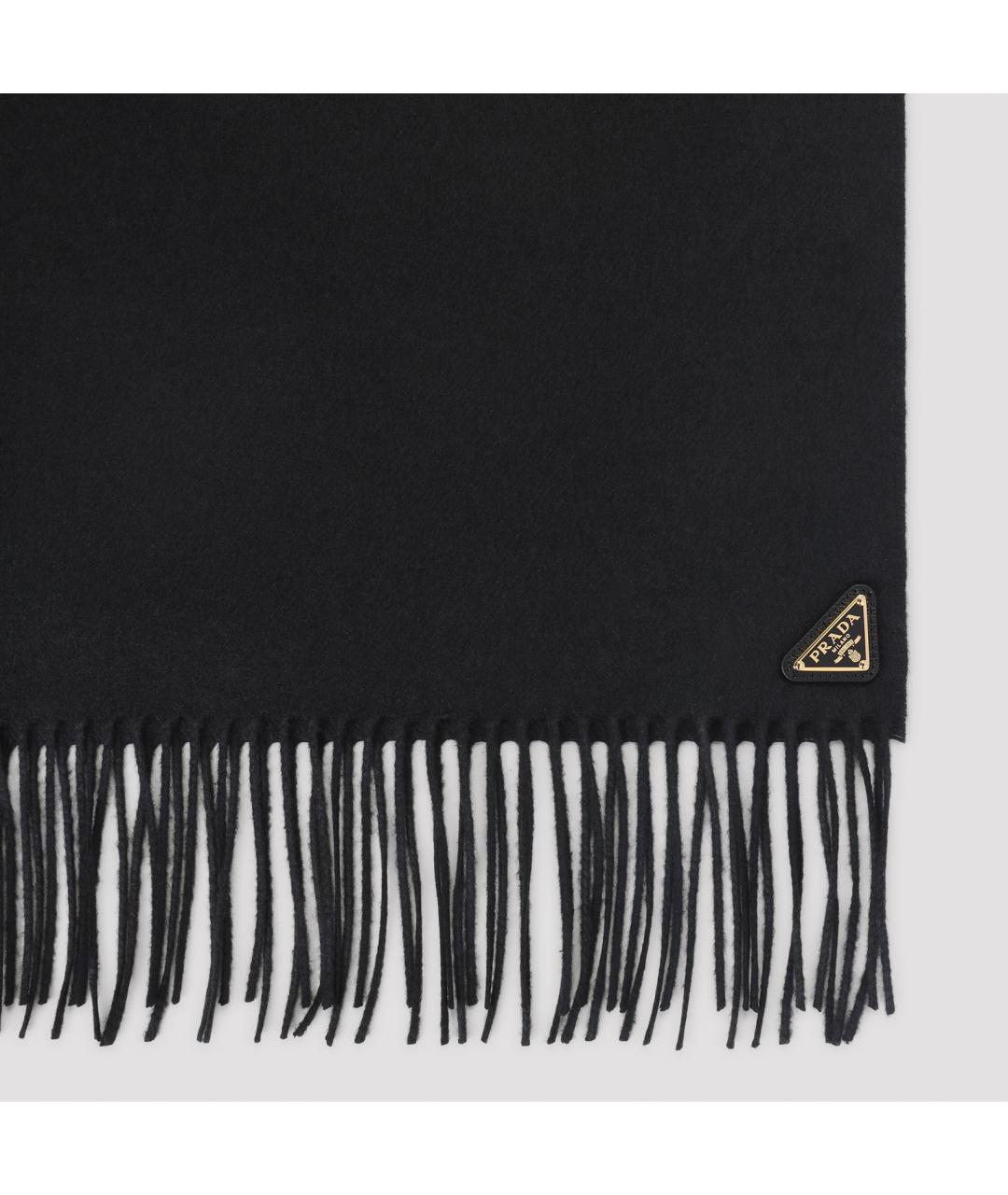 PRADA Черный кашемировый шарф, фото 3
