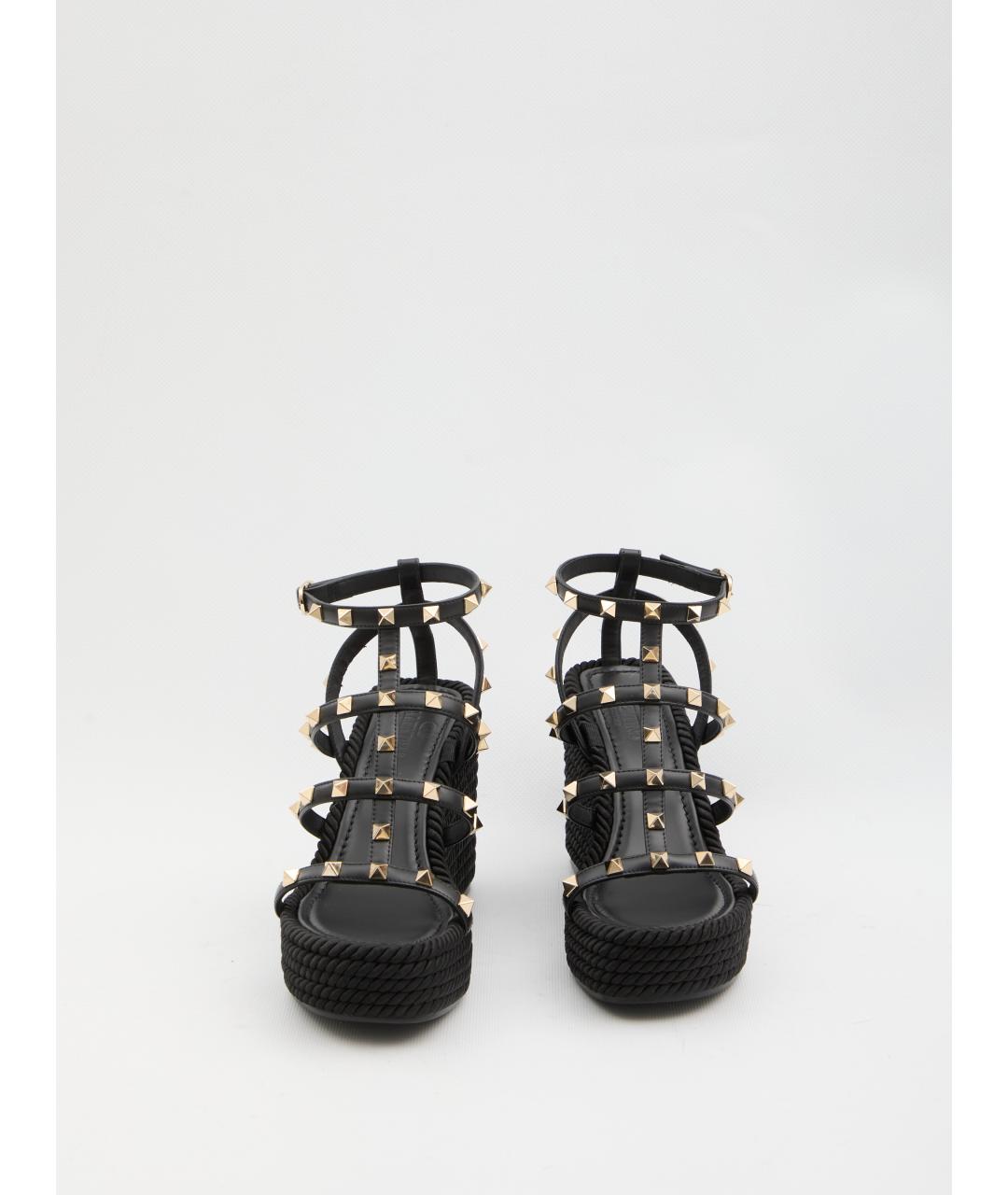 VALENTINO Черные кожаные босоножки, фото 5