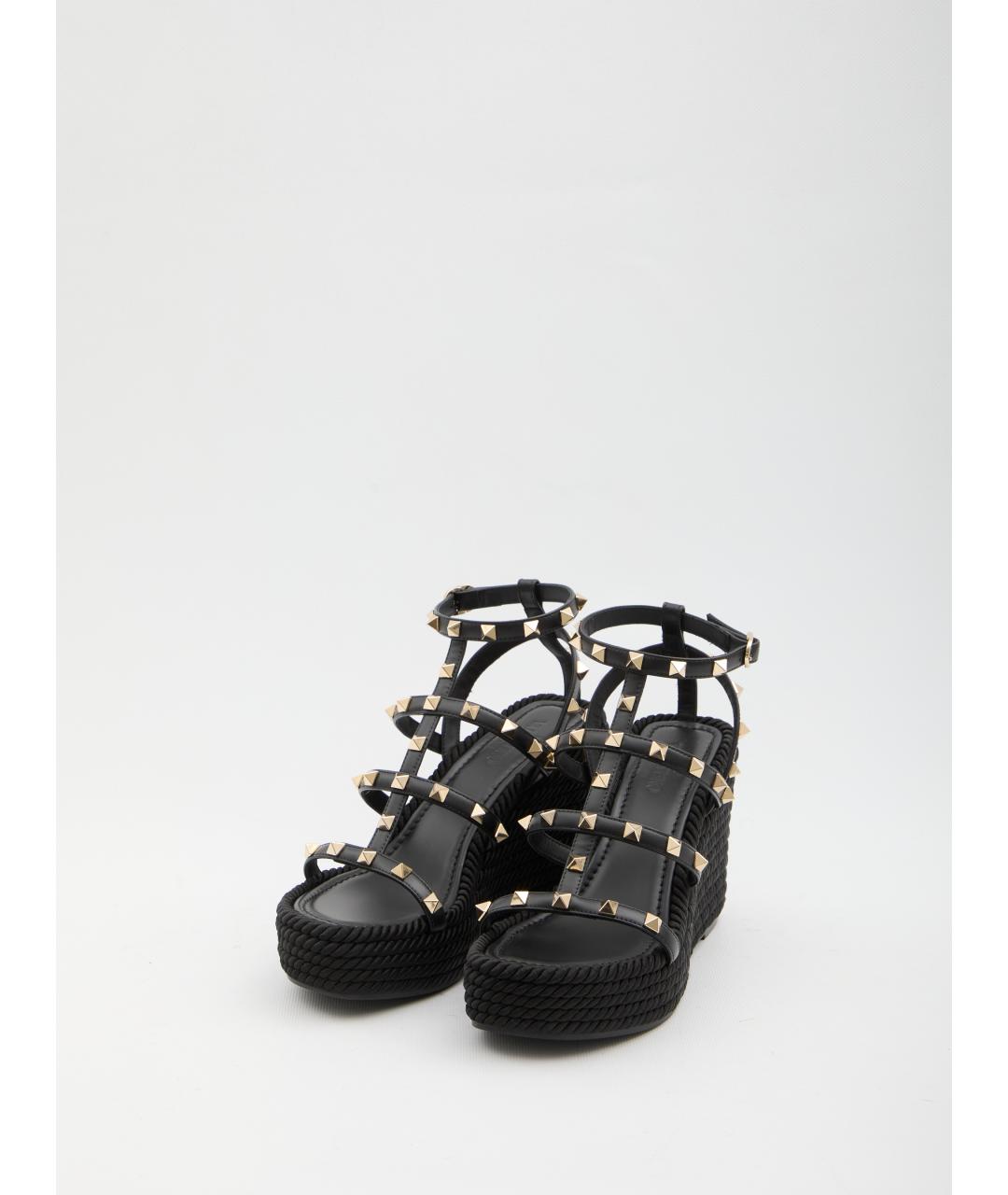 VALENTINO Черные кожаные босоножки, фото 2