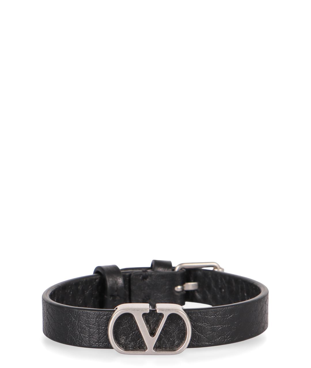 VALENTINO Черный кожаный браслет, фото 1