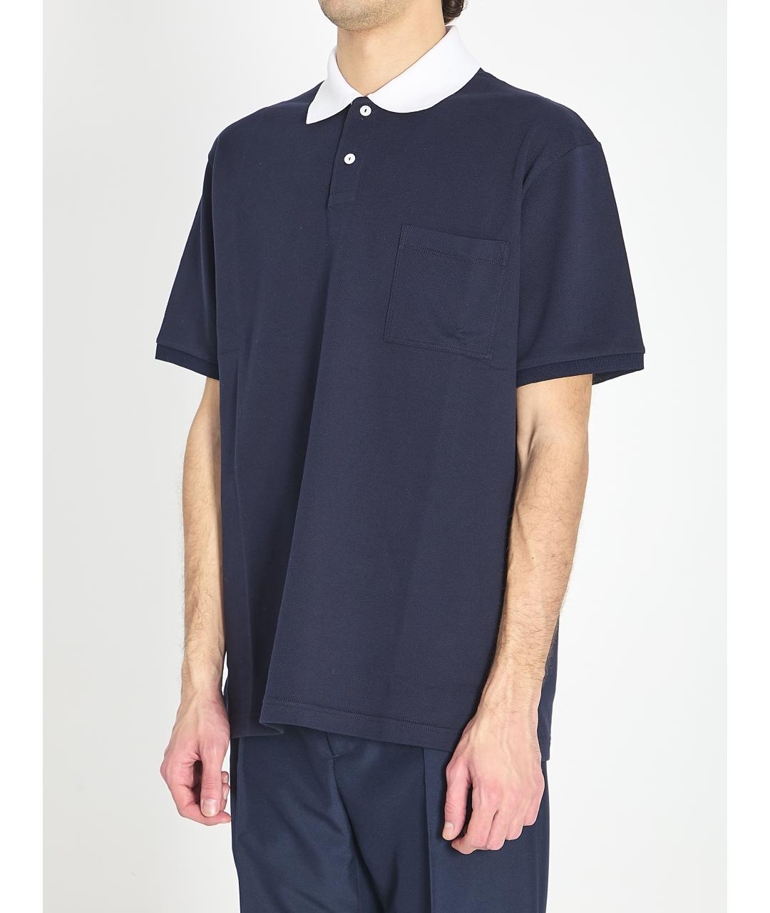 GUCCI Синее хлопковое поло с коротким рукавом, фото 3