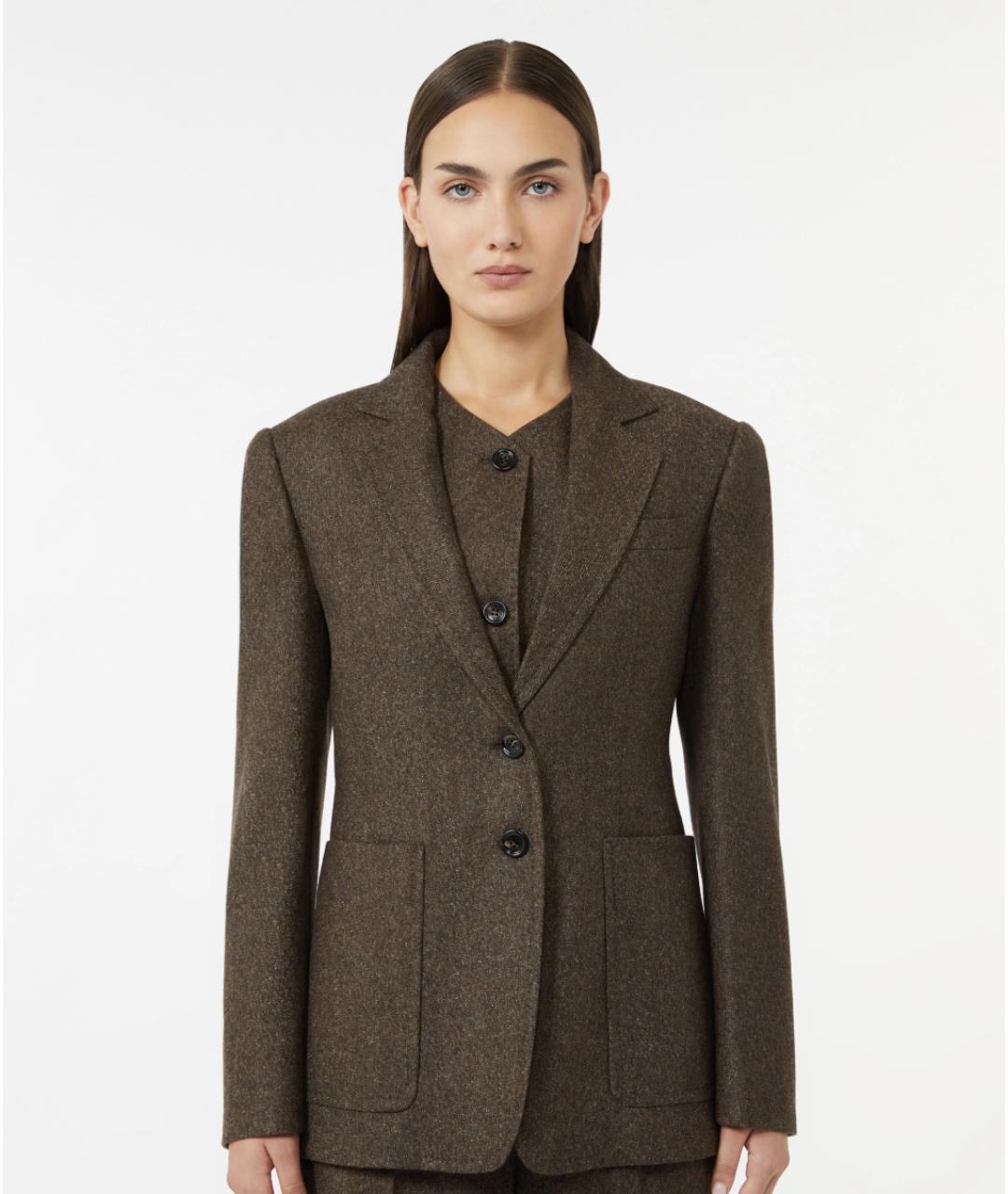 MAX MARA Коричневый шерстяной жакет/пиджак, фото 3