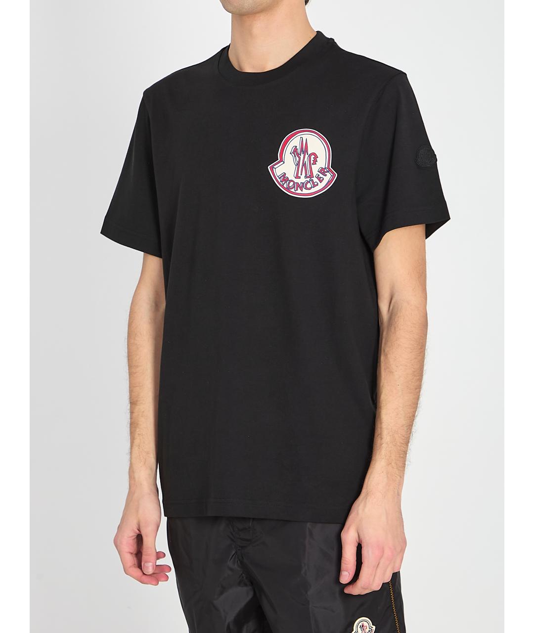 MONCLER Черная хлопковая футболка, фото 2