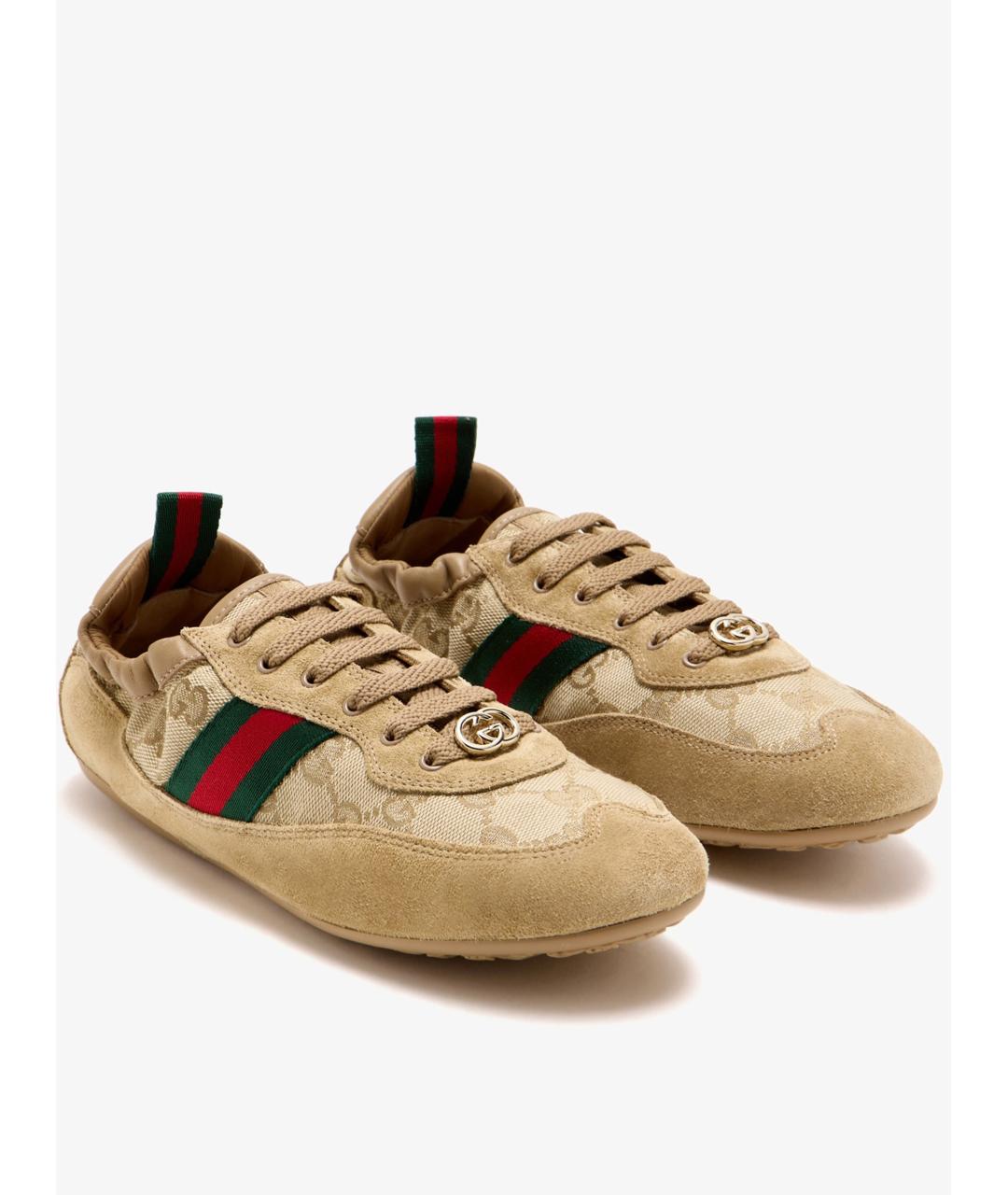 GUCCI Бежевые кожаные кроссовки, фото 4