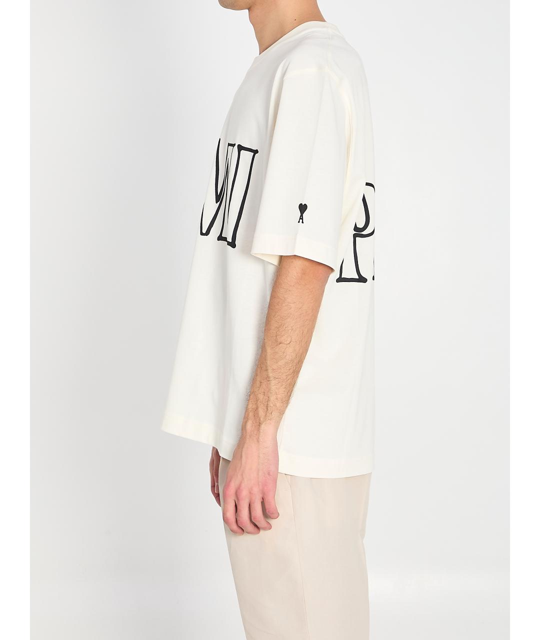 Ami Paris Бежевая хлопковая футболка, фото 4