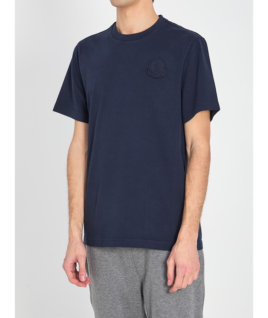 MONCLER Синяя хлопковая футболка, фото 2