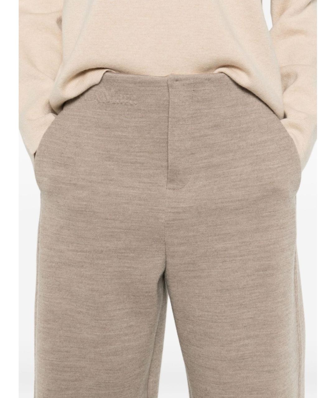 MAX MARA Бежевые шерстяные прямые брюки, фото 4