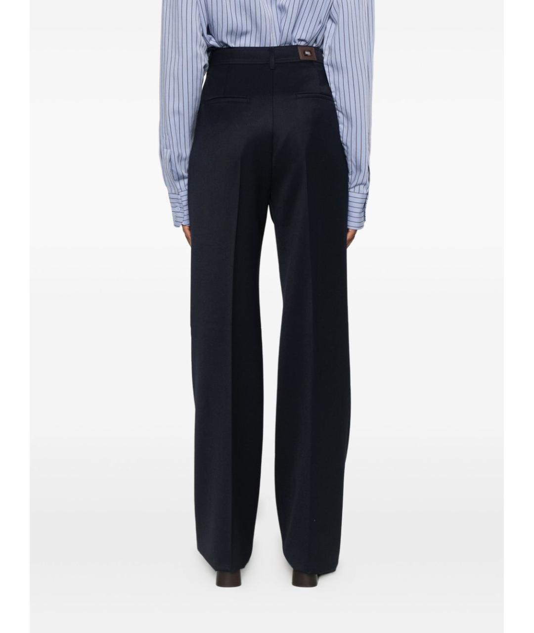 MAX MARA Синие шерстяные прямые брюки, фото 3