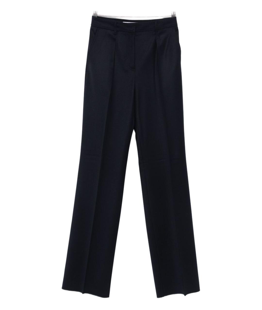 MAX MARA Синие шерстяные прямые брюки, фото 1