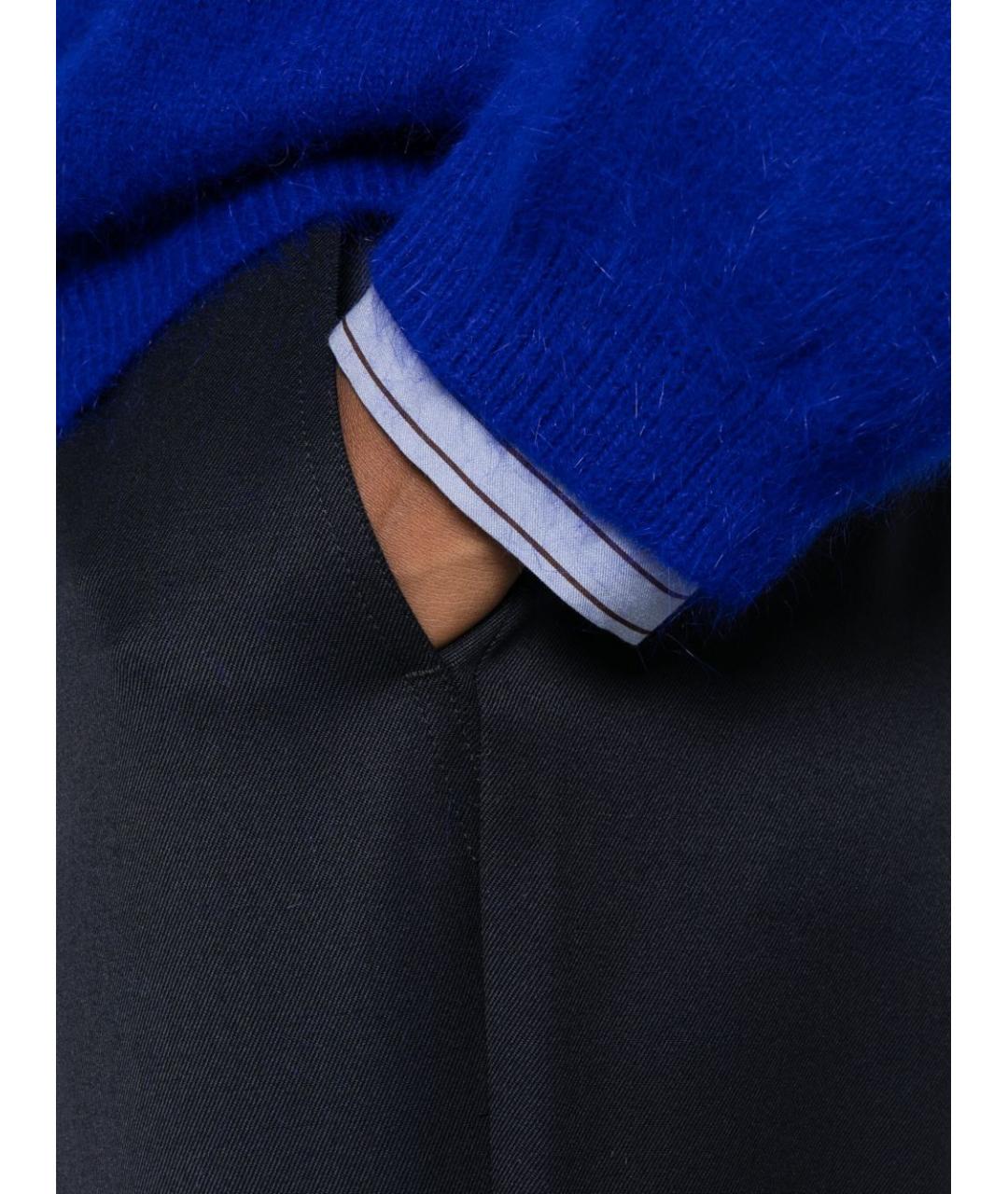 MAX MARA Синие шерстяные прямые брюки, фото 5