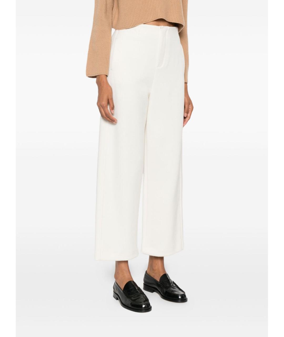 MAX MARA Белые шерстяные прямые брюки, фото 5