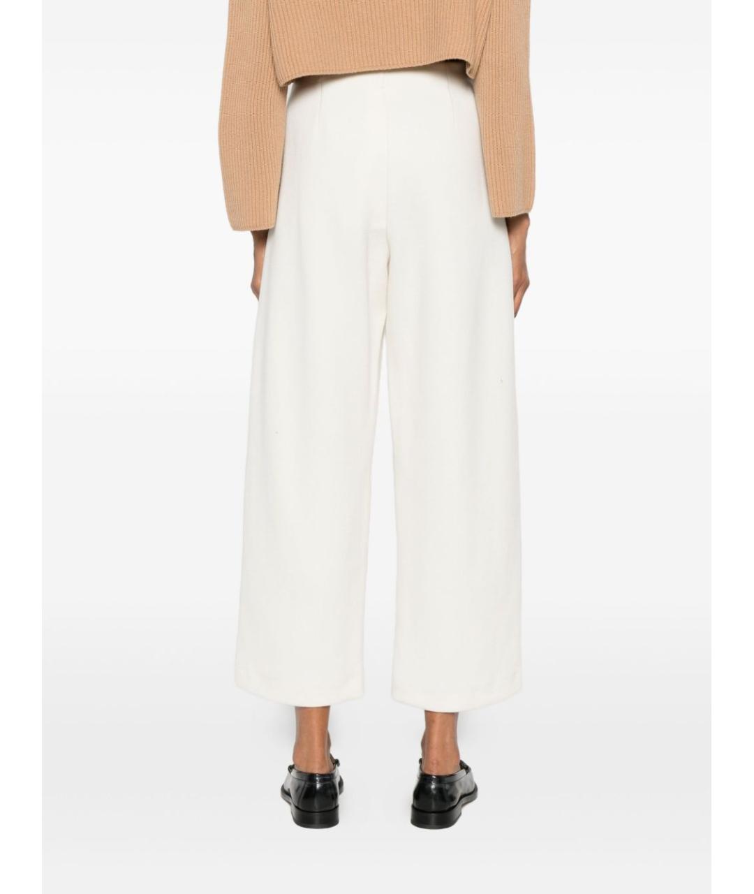 MAX MARA Белые шерстяные прямые брюки, фото 2