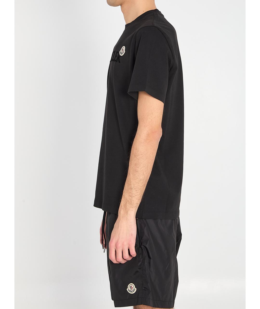 MONCLER Черная хлопковая футболка, фото 4