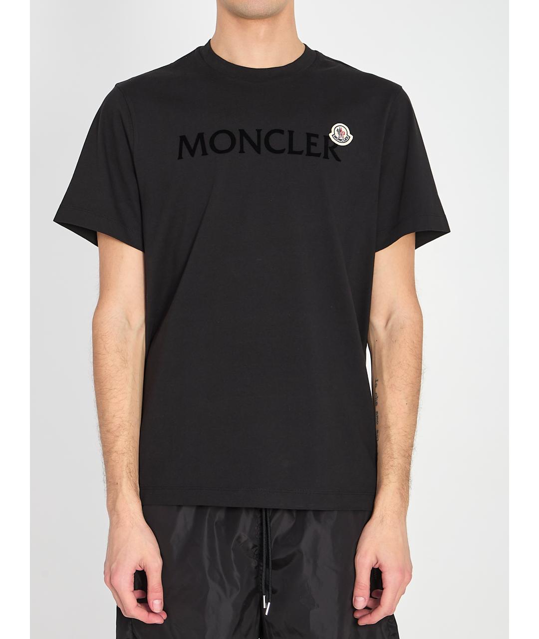 MONCLER Черная хлопковая футболка, фото 2