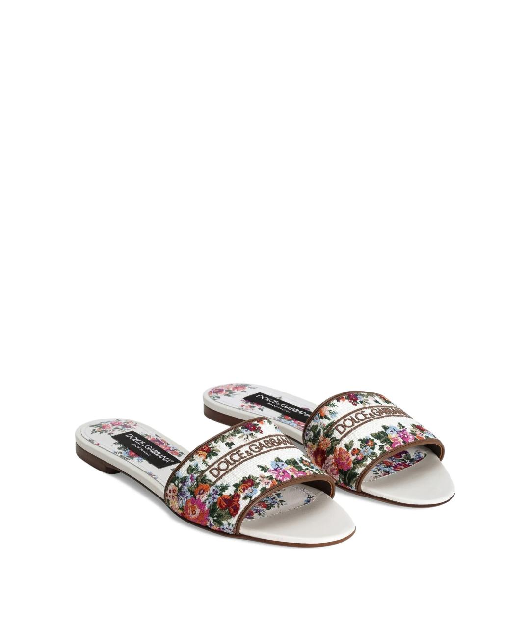 DOLCE&GABBANA Мульти кожаные шлепанцы, фото 2