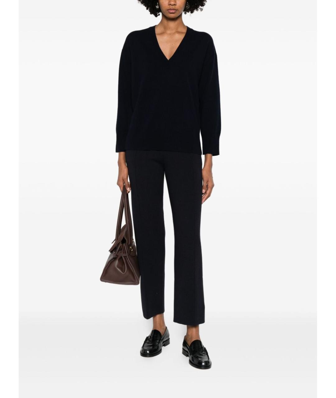 MAX MARA Темно-синие вискозные прямые брюки, фото 5