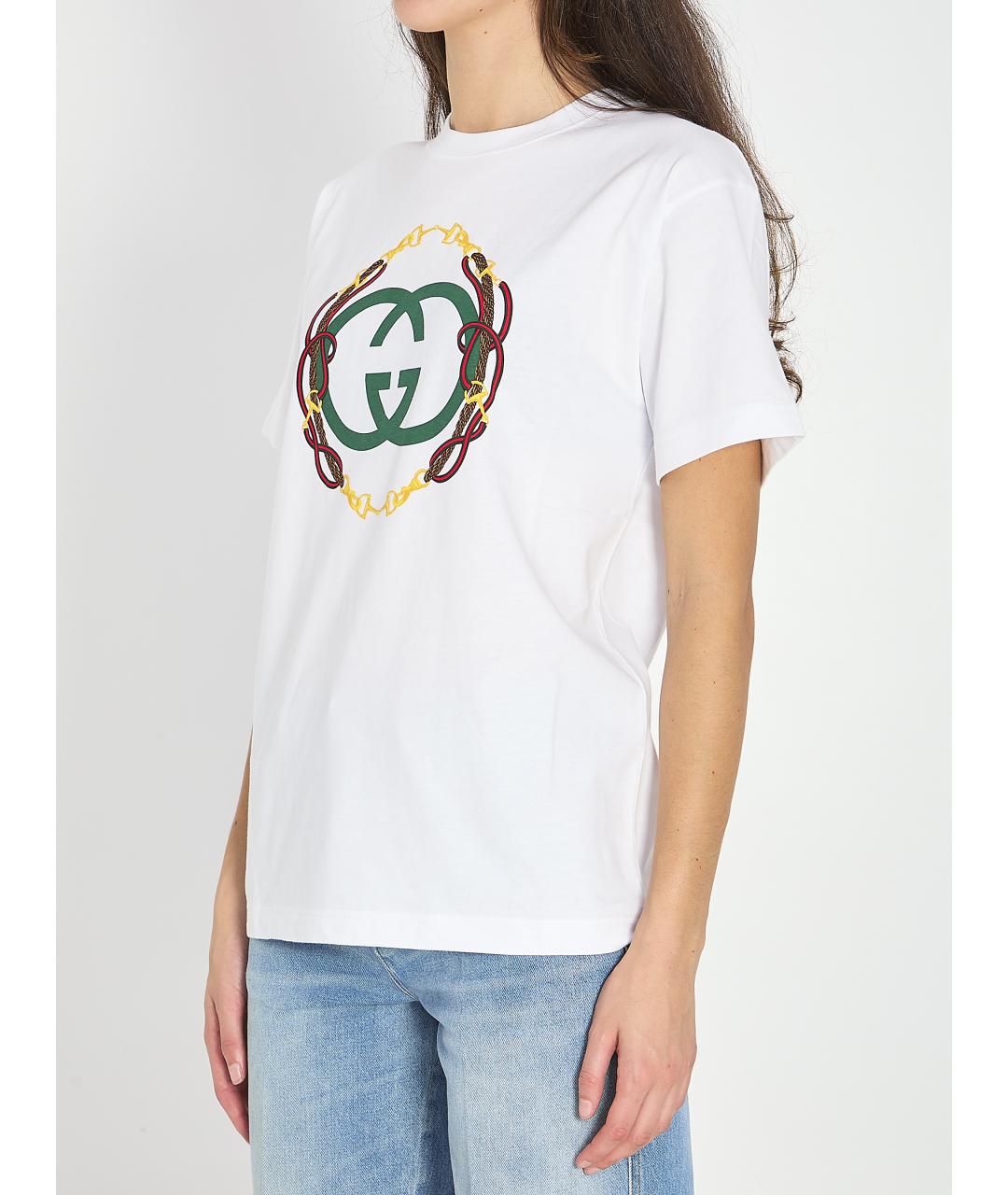 GUCCI Белая хлопковая футболка, фото 3