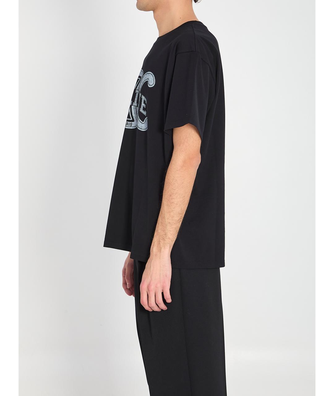 CELINE Черная хлопковая футболка, фото 3