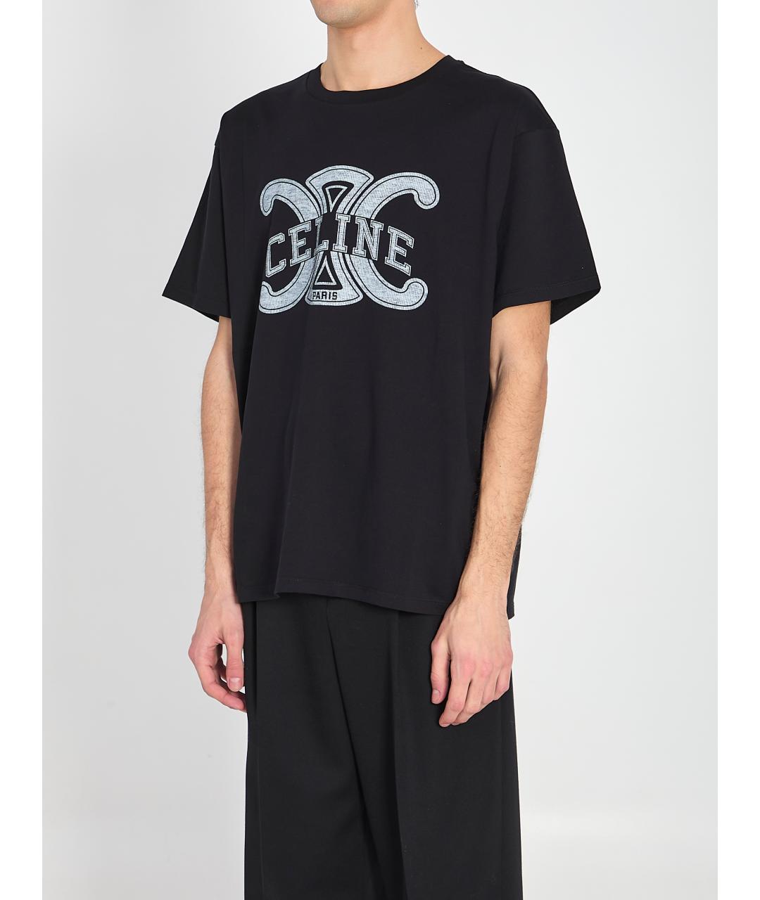 CELINE Черная хлопковая футболка, фото 2