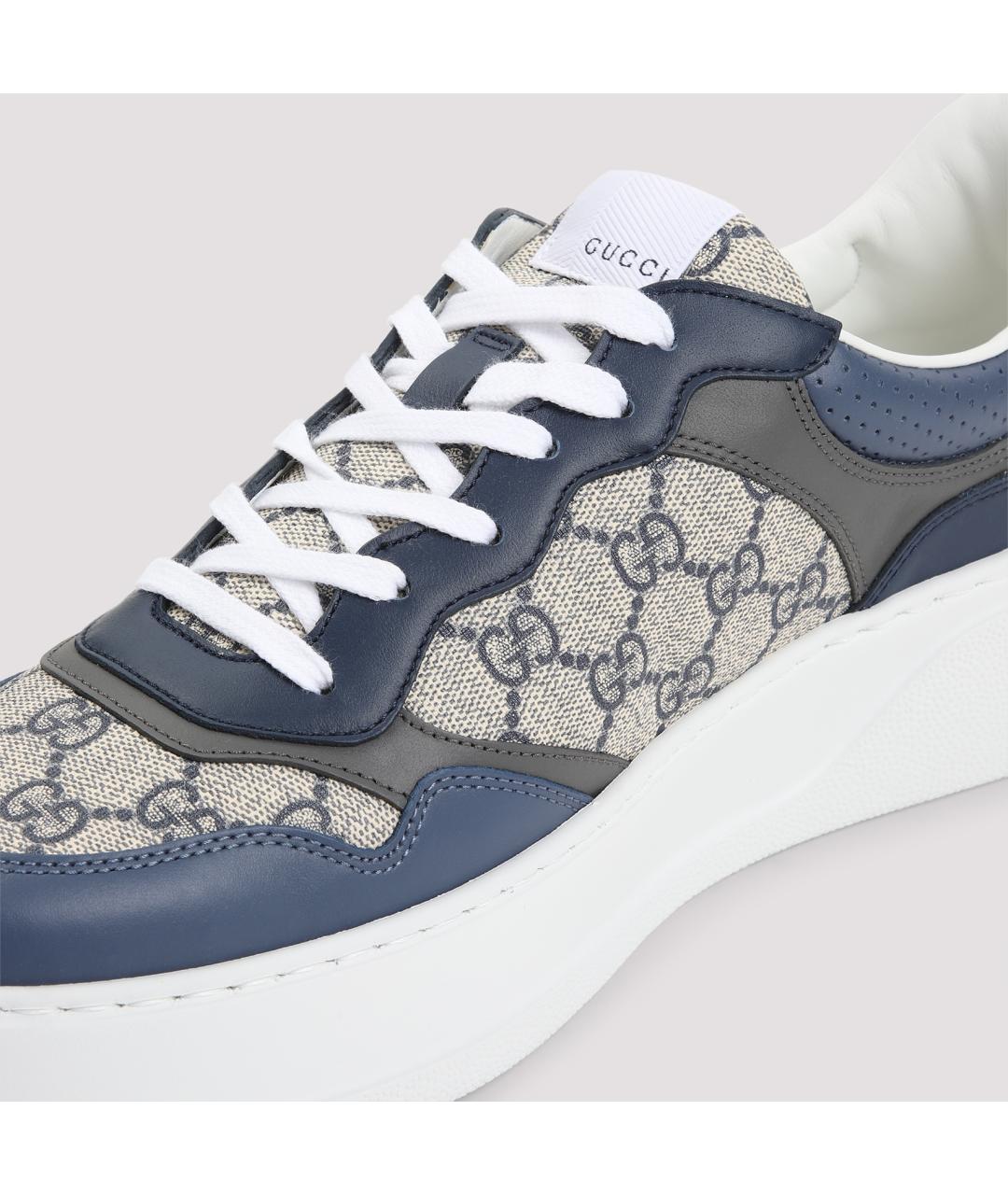 GUCCI Синие кожаные низкие кроссовки / кеды, фото 5