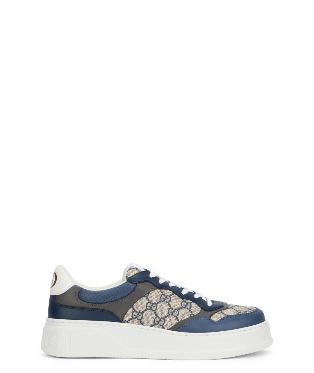 GUCCI Синие кожаные низкие кроссовки / кеды, фото 1